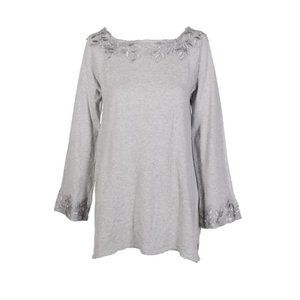 Style & Co Gray Lace Long Sleeve Tunic Sweater